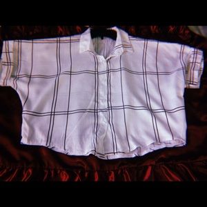 Black striped button down crop top